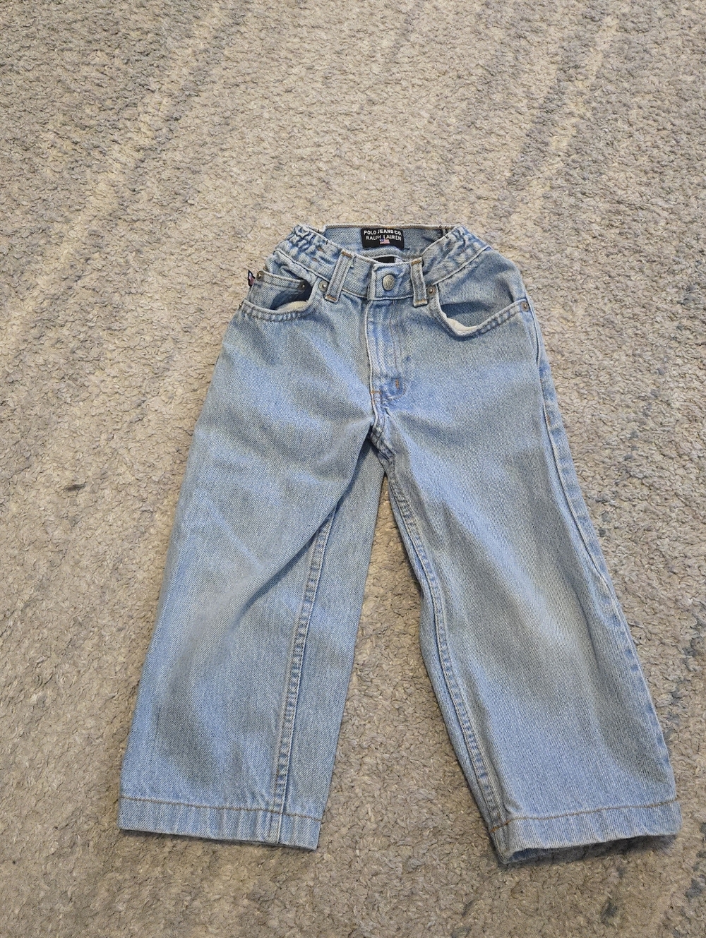 Vintage Polo Jeans Co Ralph Lauren Kids Size 4 Light Wash Denim Baggy 90s RL